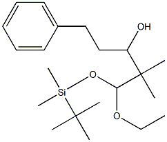 1-(tert-Butyldimethylsiloxy)-1-ethoxy-2,2-dimethyl-5-phenyl-3-pentanol 구조식 이미지