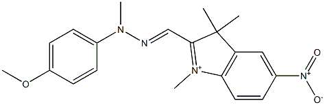 2-[[2-(4-Methoxyphenyl)-2-methylhydrazono]methyl]-1,3,3-trimethyl-5-nitro-3H-indolium 구조식 이미지