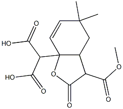 2-[(2,3,3a,4,5,7a-Hexahydro-2-oxo-3-methoxycarbonyl-5,5-dimethylbenzofuran)-7a-yl]propanedioic acid 구조식 이미지