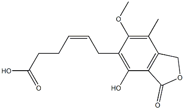5-[(Z)-5-Carboxy-2-penten-1-yl]-1,3-dihydro-4-hydroxy-6-methoxy-7-methylisobenzofuran-3-one 구조식 이미지