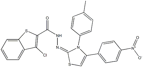 3-Chloro-N'-[(3-(4-methylphenyl)-4-(4-nitrophenyl)-2,3-dihydrothiazol)-2-ylidene]benzo[b]thiophene-2-carbohydrazide Structure