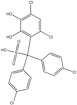 (2,4-Dichloro-5,6-dihydroxyphenyl)bis(4-chlorophenyl)methanesulfonic acid 구조식 이미지