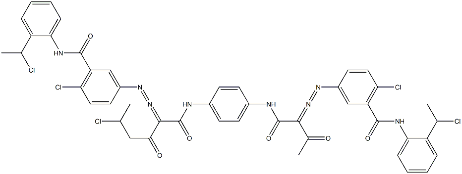 3,3'-[2-(1-Chloroethyl)-1,4-phenylenebis[iminocarbonyl(acetylmethylene)azo]]bis[N-[2-(1-chloroethyl)phenyl]-6-chlorobenzamide] Structure