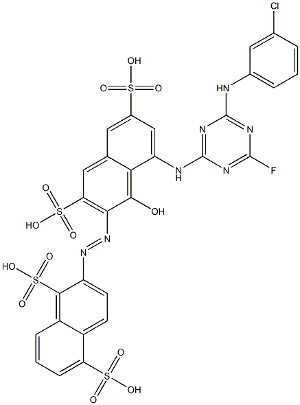 2-[8-[4-(m-Chloroanilino)-6-fluoro-1,3,5-triazin-2-ylamino]-1-hydroxy-3,6-disulfo-2-naphtylazo]-1,5-naphthalenedisulfonic acid Structure