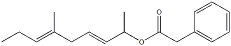 Phenylacetic acid 1,5-dimethyl-2,5-octadienyl ester 구조식 이미지