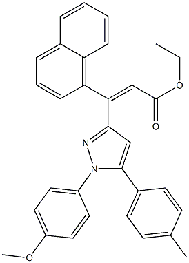 (Z)-3-(1-Naphtyl)-3-[[1-(4-methoxyphenyl)-5-(4-methylphenyl)-1H-pyrazol]-3-yl]propenoic acid ethyl ester 구조식 이미지