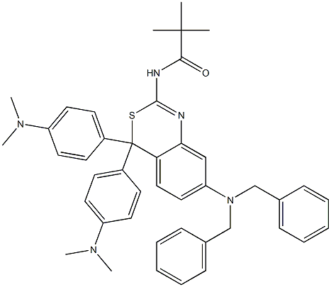 7-(Dibenzylamino)-4,4-bis[p-(dimethylamino)phenyl]-2-pivaloylamino-4H-3,1-benzothiazine 구조식 이미지