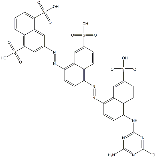 3-[[4-[[4-[(4-Amino-6-chloro-1,3,5-triazin-2-yl)amino]-7-sulfo-1-naphthalenyl]azo]-7-sulfo-1-naphthalenyl]azo]-1,5-naphthalenedisulfonic acid 구조식 이미지