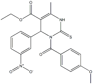 1,2,3,4-Tetrahydro-6-methyl-4-(3-nitrophenyl)-3-(4-methoxybenzoyl)-2-thioxopyrimidine-5-carboxylic acid ethyl ester 구조식 이미지