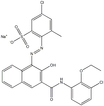 3-Chloro-5-methyl-6-[[3-[[(3-chloro-2-ethoxyphenyl)amino]carbonyl]-2-hydroxy-1-naphtyl]azo]benzenesulfonic acid sodium salt 구조식 이미지