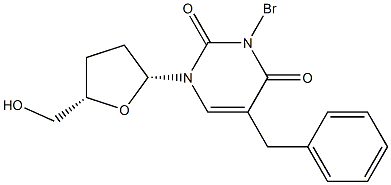 5-[Benzyl]-3-bromo-2',3'-dideoxyuridine Structure