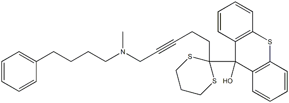 9-[2-[5-[N-Methyl-N-(4-phenylbutyl)amino]-3-pentynyl]-1,3-dithian-2-yl]-9H-thioxanthen-9-ol 구조식 이미지