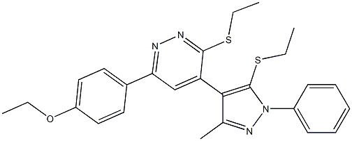 6-(4-Ethoxyphenyl)-4-[1-phenyl-3-methyl-5-[ethylthio]-1H-pyrazol-4-yl]-3-[ethylthio]pyridazine 구조식 이미지