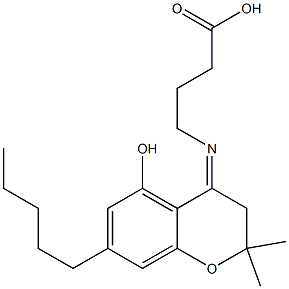 4-[(3,4-Dihydro-5-hydroxy-2,2-dimethyl-7-pentyl-2H-1-benzopyran)-4-ylideneamino]butyric acid 구조식 이미지