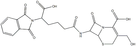 7-[5-Carboxy-5-(1,3-dihydro-1,3-dioxo-2H-isoindol-2-yl)pentanoylamino]-3-hydroxymethyl-8-oxo-5-thia-1-azabicyclo[4.2.0]oct-2-ene-2-carboxylic acid 구조식 이미지