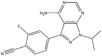 4-(4-Amino-1-isopropyl-1H-pyrazolo[3,4-d]pyrimidin-3-yl)-2-fluoro- benzonitrile 구조식 이미지