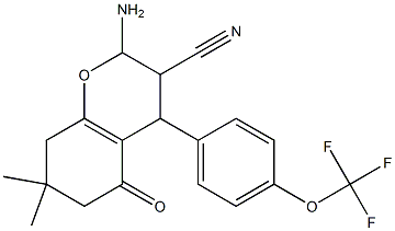 2-Amino-7,7-dimethyl-5-oxo-4-(4-(trifluoromethoxy)phenyl)-4,6,7,8-tetrahydro2H-chromene-3-carbonitrile 구조식 이미지