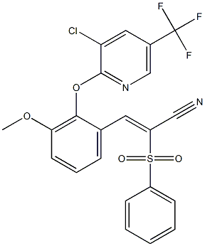 3-(2-(3-Chloro-5-(trifluoromethyl)(2-pyridyl)oxy)-3-methoxyphenyl)-2-(phenylsulfonyl)prop-2-enenitrile Structure