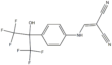 (((4-(2,2,2-Trifluoro-1-hydroxy-1-(trifluoromethyl)ethyl)phenyl)amino)methylene)methane-1,1-dicarbonitrile 구조식 이미지