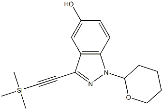 1-(tetrahydro-2H-pyran-2-yl)-3-(2-(trimethylsilyl)ethynyl)-1H-indazol-5-ol 구조식 이미지