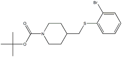 4-(2-Bromo-phenylsulfanylmethyl)-piperidine-1-carboxylic acid tert-butyl ester 구조식 이미지
