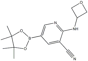 5-(4,4,5,5-tetramethyl-1,3,2-dioxaborolan-2-yl)-2-(oxetan-3-ylamino)pyridine-3-carbonitrile 구조식 이미지