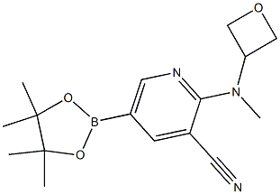 2-((oxetan-3-yl)methylamino)-5-(4,4,5,5-tetramethyl-1,3,2-dioxaborolan-2-yl)pyridine-3-carbonitrile 구조식 이미지
