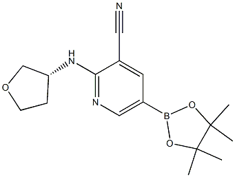 2-((R)-tetrahydrofuran-3-ylamino)-5-(4,4,5,5-tetramethyl-1,3,2-dioxaborolan-2-yl)pyridine-3-carbonitrile 구조식 이미지