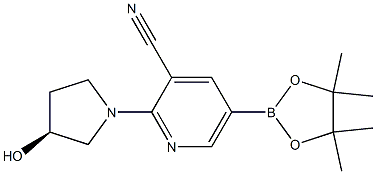 2-((S)-3-hydroxypyrrolidin-1-yl)-5-(4,4,5,5-tetramethyl-1,3,2-dioxaborolan-2-yl)pyridine-3-carbonitrile 구조식 이미지