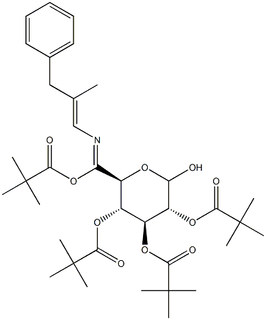 N-(Phenyl-2-methyl-1-propenyl)imino-2,3,4,6-tetra-O-pivaloyl-D-glucopyranoside 구조식 이미지