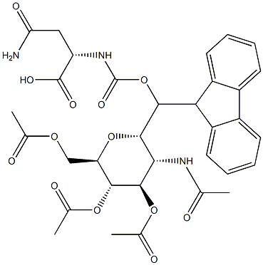 2-Acetamido-3,4,6-tri-O-acetyl-2-deoxy-a-D-glucopyranosyl-Fmoc asparagine 구조식 이미지