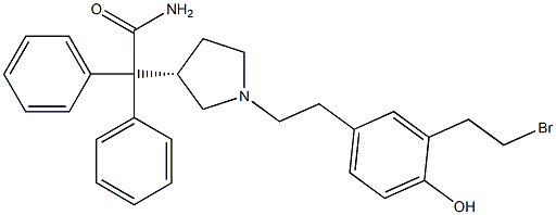 (S)-2-(1-(3-(2-Bromoethyl)-4-hydroxyphenethyl)pyrrolidin-3-yl)-2,2-diphenylacetamide 구조식 이미지