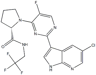 (S)-1-(2-(5-chloro-1H-pyrrolo[2,3-b]pyridin-3-yl)-5-fluoropyrimidin-4-yl)-N-(2,2,2-trifluoroethyl)pyrrolidine-2-carboxamide Structure