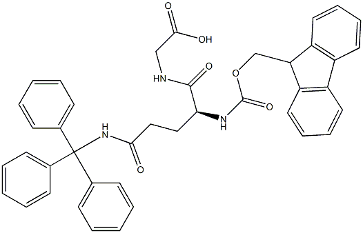 2-[(2S)-2-({[(9H-fluoren-9-yl)methoxy]carbonyl}amino)-4-[(triphenylmethyl)carbamoyl]butanamido]acetic acid Structure