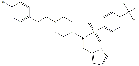 N-(1-[2-(4-CHLOROPHENYL)ETHYL]PIPERIDIN-4-YL)-N-(2-FURYLMETHYL)-4-(TRIFLUOROMETHYL)BENZENESULFONAMIDE 구조식 이미지