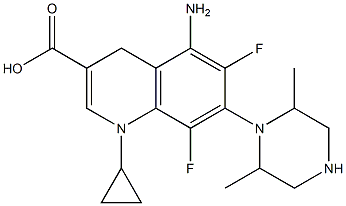 1-cyclopropyl 5-amino-6,8 difluoro-7-(2,6-dimethyl-1-piperazinyl)-1,4-dihydro--3-quinolinecarboxylic acid Structure