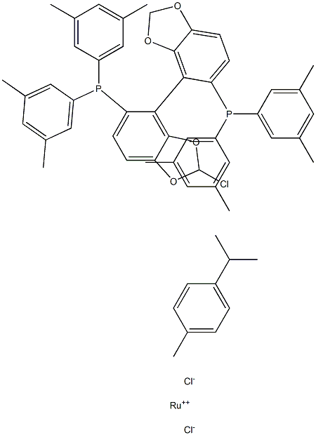 Chloro{(R)-(+)-5,5'-bis[di(3,5-xylyl)phosphino]-4,4'-bi-1,3-benzodioxole}(p-cymene)ruthenium(II)chloride Structure