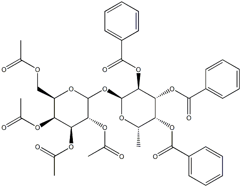 2,3,4,6-Tetra-O-acetyl-1-O-(2,3,4-tri-O-benzoyl-a-L-fucopyranosyl)-D-galactopyranoside 구조식 이미지
