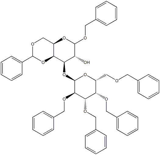 Benzyl3-O-(2,3,4,6-tetra-O-benzyl-a-D-galactopyranosyl)-4,6-O-benzylidene-D-galactopyranose 구조식 이미지