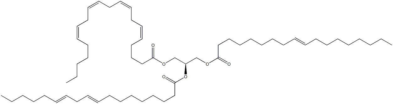 1-(9Z-octadecenoyl)-2-(9Z,12Z-octadecadienoyl)-3-(5Z,8Z,11Z,14Z-eicosatetraenoyl)-sn-glycerol 구조식 이미지