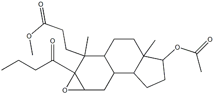 Methyl 3-[3-(acetyloxy)-6a-butyryl-3a,6-dimethyldodecahydro-1H-cyclope nta[5,6]naphtho[2,3-b]oxiren-6-yl]propanoate 구조식 이미지