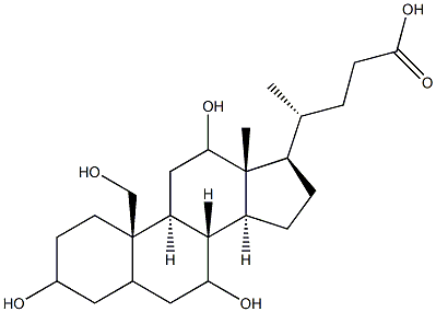 3,7,12,19-tetrahydroxycholanoic acid 구조식 이미지