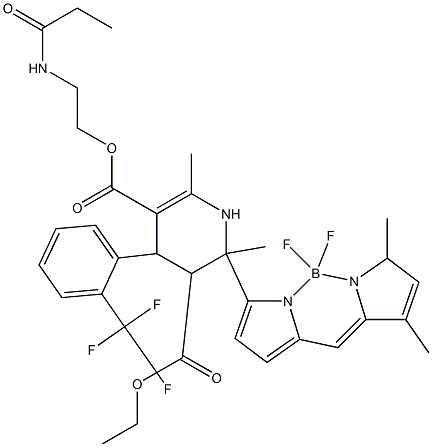 1,4-dihydro--2,6-dimethyl-4-(2-trifluoromethylphenyl)-3,5-pyridinedicarboxylic acid 2-(4,4-difluoro-5,7-dimethyl-4-bora-3a,4a-diaza-3-(s-indacene)propionylamino)ethylethyl ester Structure