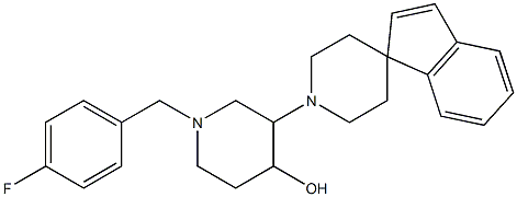 1'-(4-hydroxy-1-(4-fluorobenzyl)piperidin-3-yl)spiro(1H-indene-1,4'-piperidine) 구조식 이미지