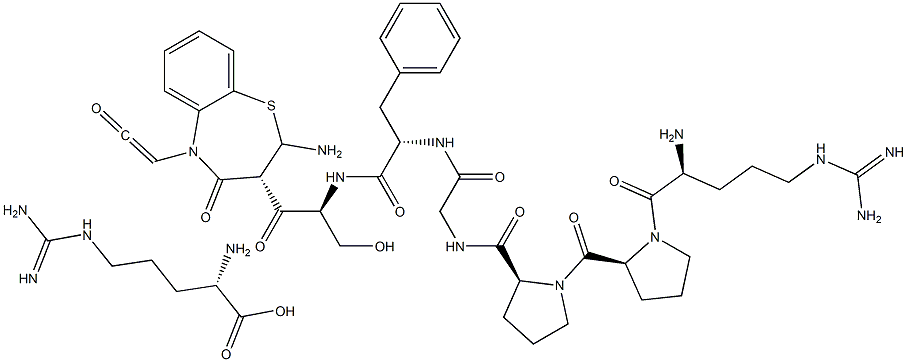 arginyl-prolyl-prolyl--glycyl-phenylalanyl-seryl-(3S)(amino)-5-(carbonylmethyl)-2,3-dihydro-1,5-benzothiazepin-4(5H)-one-arginine Structure