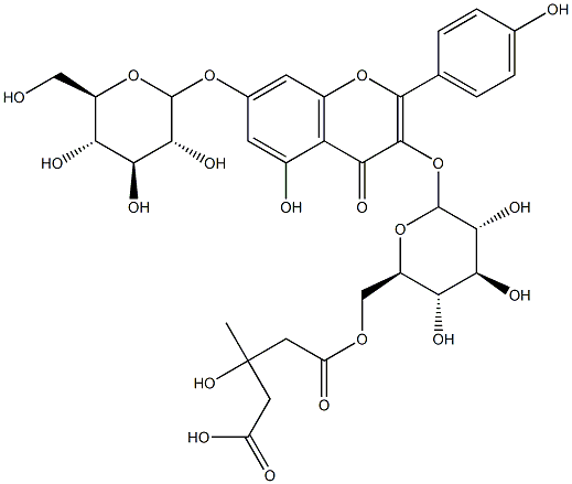 kaempferol-3-O-glucopyranoside-6''-(3-hydroxy-3-methyl glutarate)-7-O-glucopyranoside Structure