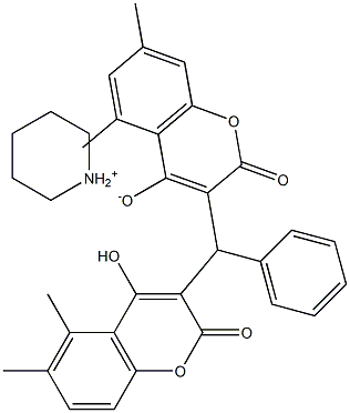 Piperidinium-3-((4-hydroxy-5-dimethyl-2-oxo-2H-chromen-3-yl)-phenylmethyl)-5,7-dimethyl-2-oxo-2H-chromen-4-olate Structure