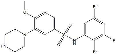 N-(2,5-dibromo-3-fluorophenyl)-4-methoxy-3-piperazin-1-ylbenzenesulfonamide Structure