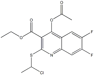 ETHYL4-ACETOXY-2-(1-CHLOROETHYLTHIO)-6,7-DIFLUORO-3-QUINOLINECARBOXYLATE Structure