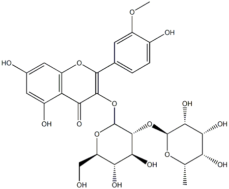 3-[(2S,3R,4S,5S,6R)-4,5-dihydroxy-6-(hydroxymethyl)-3-[(2S,3R,4R,5S,6S)-3,4,5-trihydroxy-6-methyl-oxan-2-yl]oxy-oxan-2-yl]oxy-5,7-dihydroxy-2-(4-hydroxy-3-methoxy-phenyl)chromen-4-one Structure